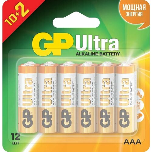 Батарейка GP 15AU Alkaline Ultra (AA, 12 шт.) батарейка lr06 gp ultra alkaline 15au bc2 2 шт