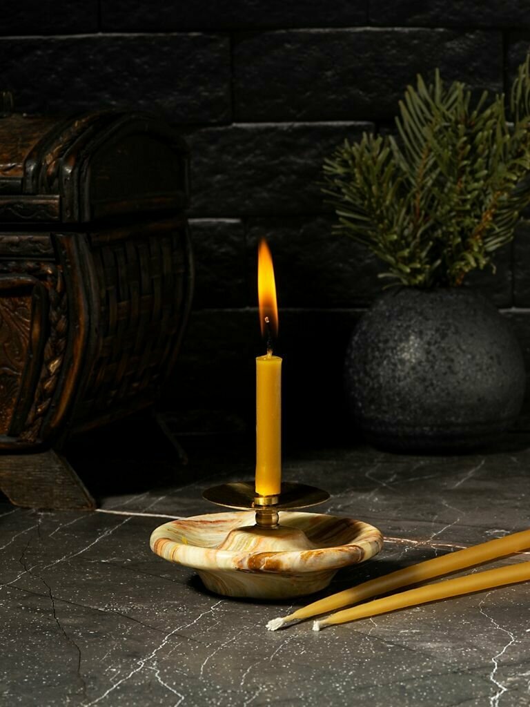 Подсвечник декоративный из натурального оникса с иглой для свечи - 1 шт. - фотография № 10