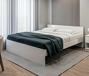Двуспальная кровать столплит Бруклин СБ-3355 с основанием, без матраса, Белый 186х78х205см