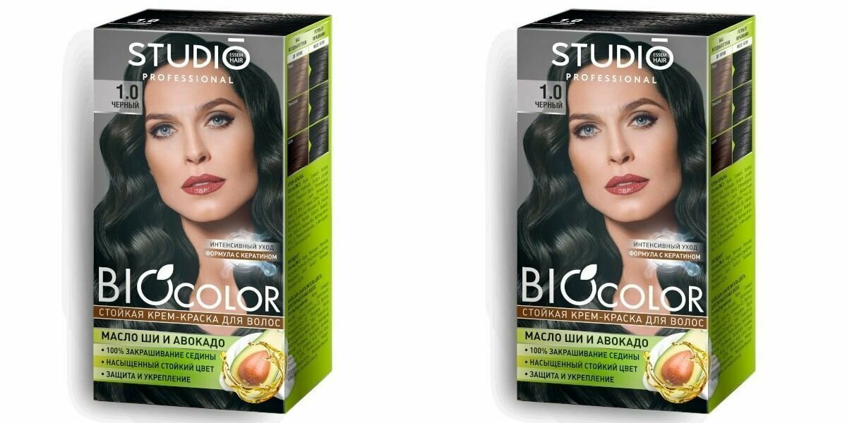STUDIO PROFESSIONAL Краска для волос Биоколор, тон 1 , черный, 2 шт
