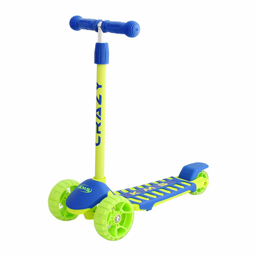 фото Самокат трехколесный детский kms crazy, усиленные светящиеся колеса, регулировка высоты руля, нагрузка до 45 кг