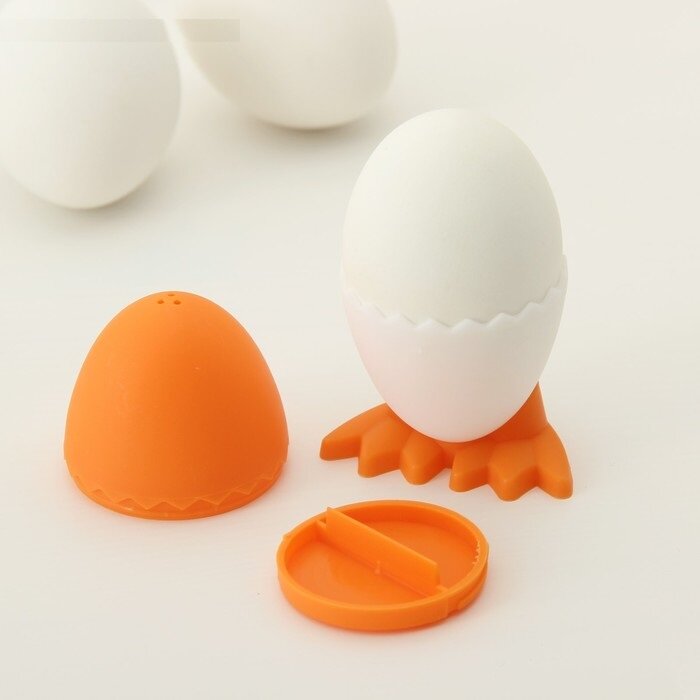Подставка для яйца с солонкой - оранжевый