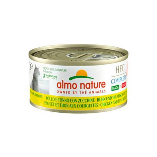 Almo Nature ВИА Полнорационные консервы для кошек Итальянские рецепты: Курица и Тунец с Цуккини 70 гр 4 шт
