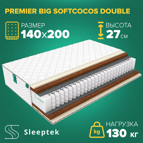 Матрас Sleeptek PremierBIG SoftCocos Double 140х200 белый, белый, бежевый