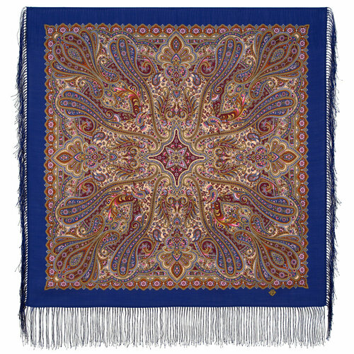 фото Платок павловопосадская платочная мануфактура,89х89 см, розовый, синий