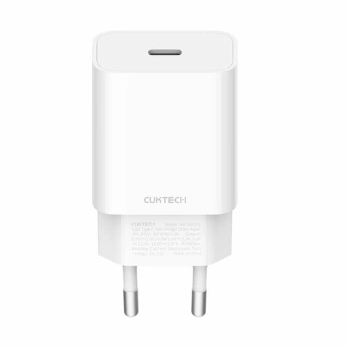 Сетевое зарядное устройство CUKTECH 1xType-C 20Вт QC 3.0 PD2.0 charger 3A (HA716C White), белое