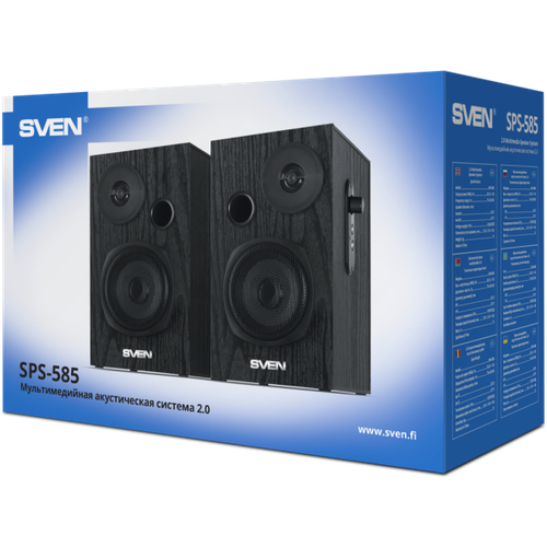 Колонки SVEN SPS-585 2.0 чёрные (2x10W, USB, дерево)