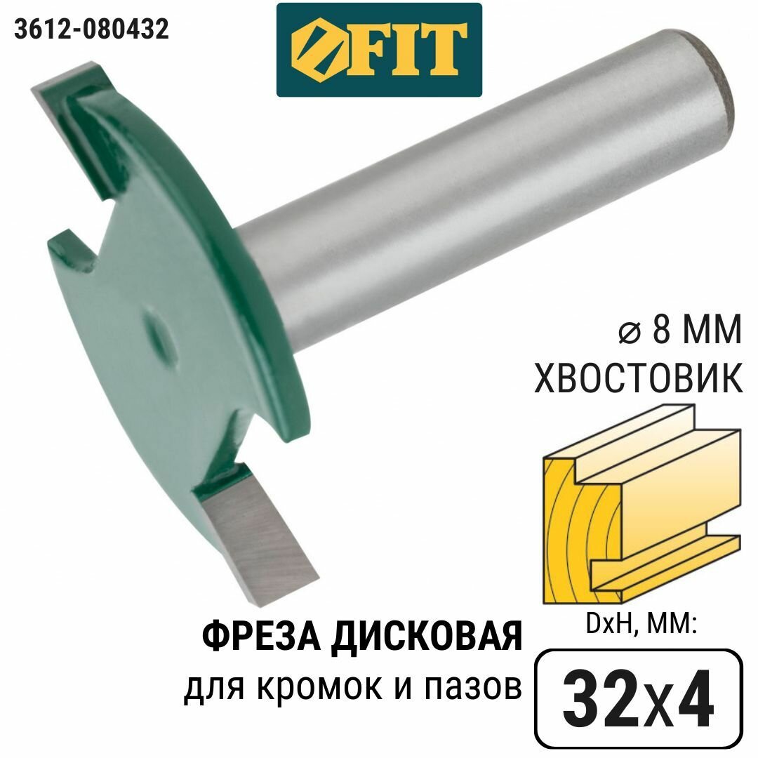 Фреза FIT 3612-080432 кромочная дисковая DxHxL=32х4х38мм