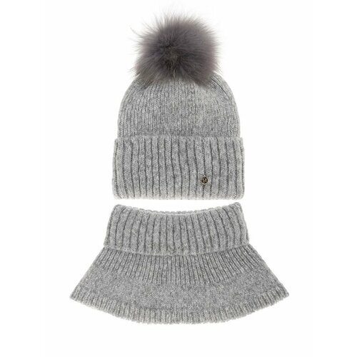 Комплект mialt, размер 54-56, серый шапка kisu зимняя шерсть подкладка размер 54 серый