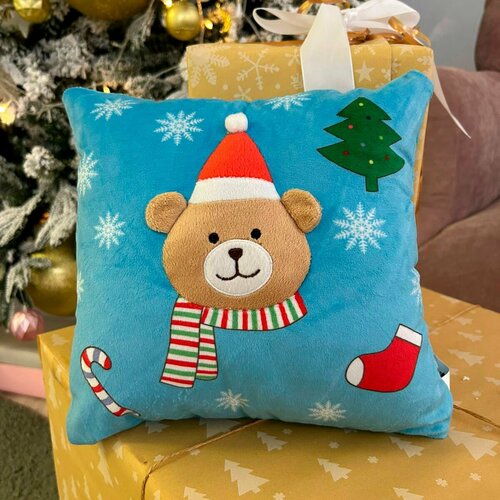 Новогодняя подушка декоративная Медведь 30х30