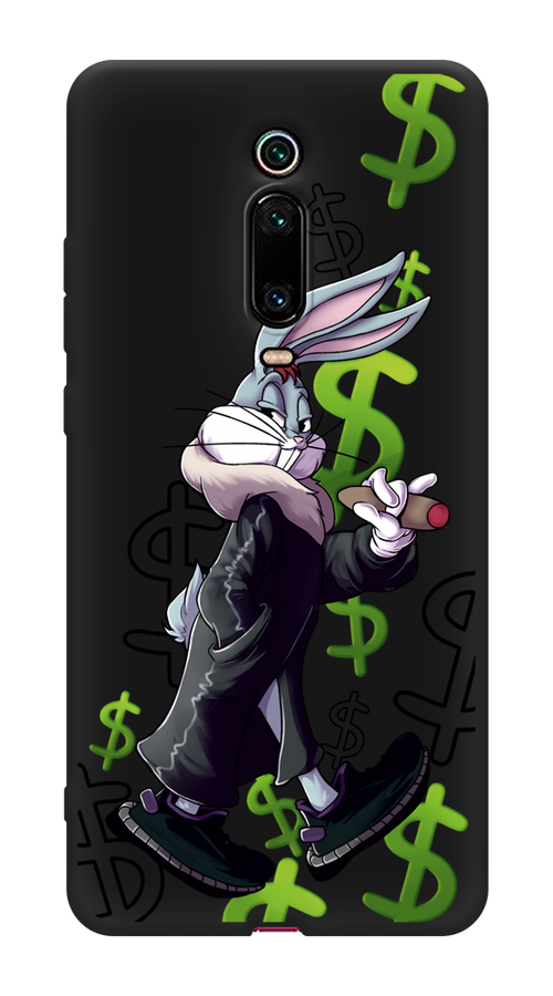 Матовый силиконовый чехол на Xiaomi Mi 9T Pro / Сяоми Ми 9Т Про Rich Bugs Bunny, черный