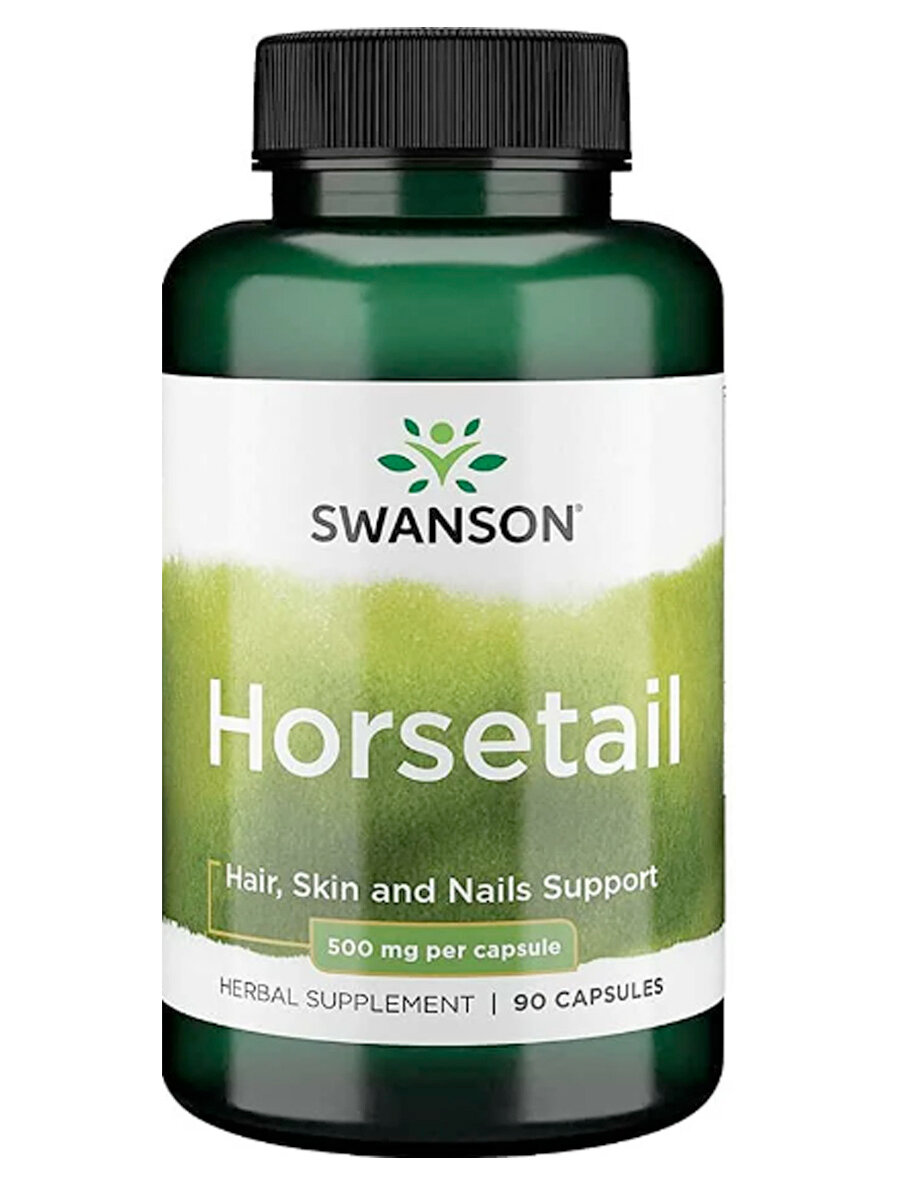 Хвощ (Лошадиный Хвост) Здоровье кожи, волос и ногтей SWANSON Horsetail 500 mg. - 90 капсул