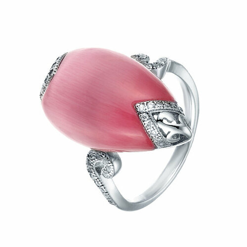 фото Кольцо element47, серебро, 925 проба, кошачий глаз синтетический, размер 17.25