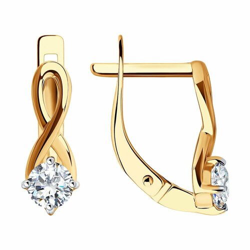 фото Серьги diamant, красное золото, 375 проба, фианит, размер 16 мм, , бесцветный