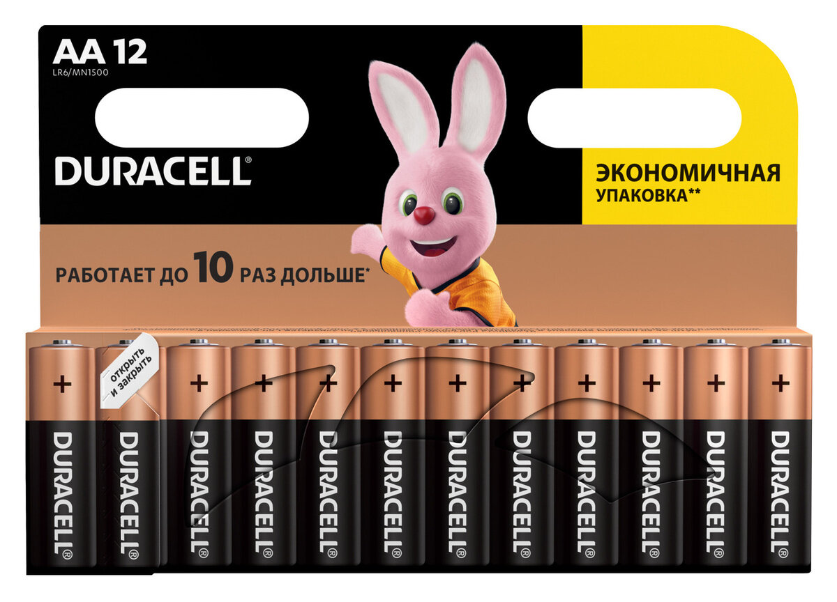 Батарейка Duracell AA, в упаковке: 12 шт. — фото 1