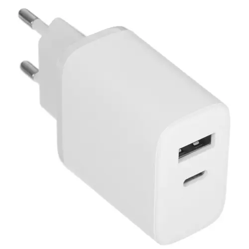 Сетевое зарядное устройство с USB-C+USB-A 20W, Axxa , бел