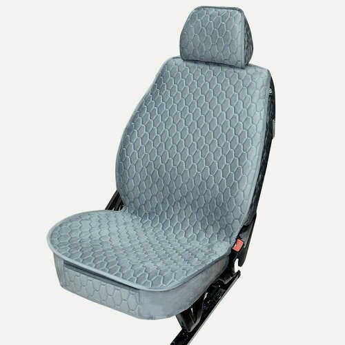 Изображение товара Накидки-чехлы для Лада Гранта (2018 - 2026) лифтбек / LADA (ВАЗ) Granta на передние сиденья Luxe Soty, Велюр, Серый.