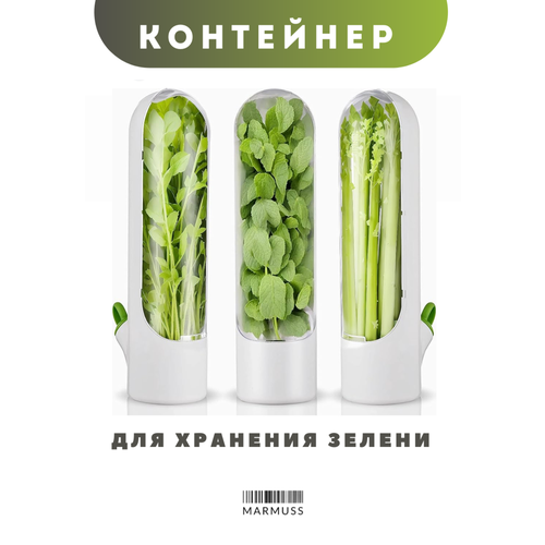 Контейнер для хранения зелени Marmuss, 500 мл, белый, пластиковый, с крышкой и клапаном, для холодильника