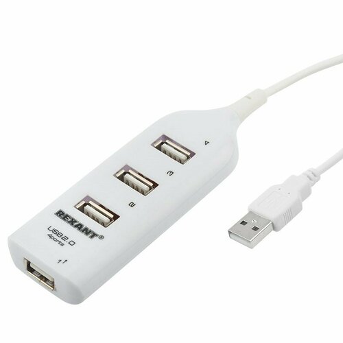 Разветвитель USB 2.0 на 4 порта белый Rexant 18-4105-1 (68 шт.)