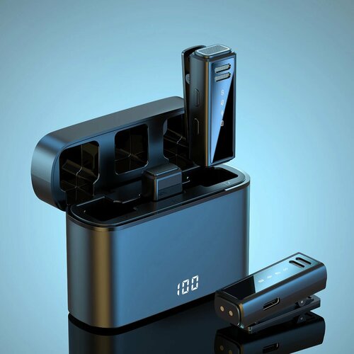 Беспроводные микрофоны-петлички J88 с зарядным кейсом - 2 штуки 290000₽