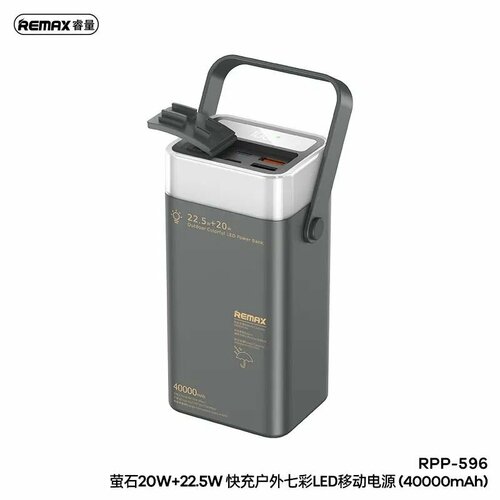 Повербанк powerbank Remax RPP-596 40000 mAh RGB LED light Grey 7000₽