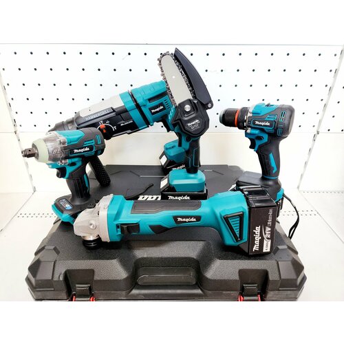 Набор аккумуляторного инструмента Magida 5 в 1 (JL2-28AVT+JL94B+JL002B+JL-M-3+JL4INCH) 21В, кейс, 4 акб