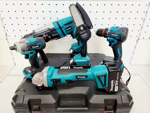 Изображение товара Набор аккумуляторного инструмента Magida 5 в 1 (JL2-28AVT+JL94B+JL002B+JL-M-3+JL4INCH) 21В, кейс, 4 акб