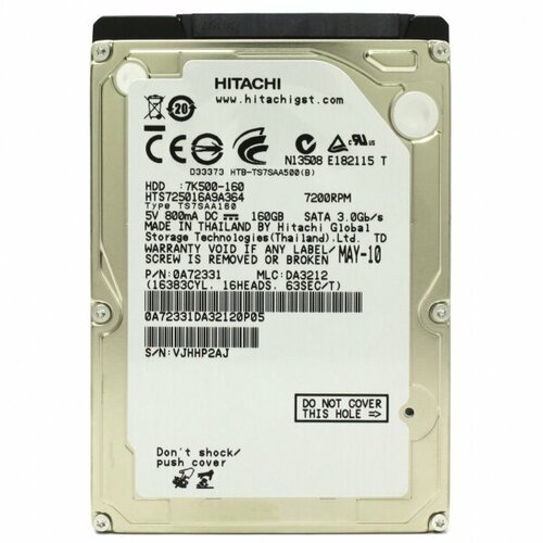 Жесткий диск Hitachi 0A72331 160Gb 7200 SATA 25 HDD 3755₽