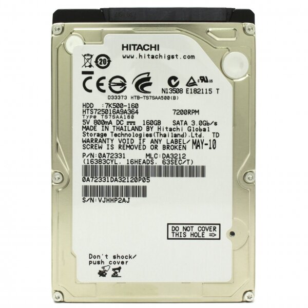 Жесткий диск Hitachi HTS725016A9A364 160Gb 7200 SATA 2,5" HDD