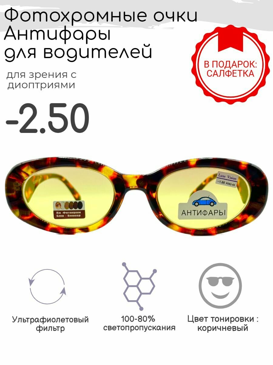 Фотохромные очки с диоптриями 9908 C1 антифары blue blocker 250