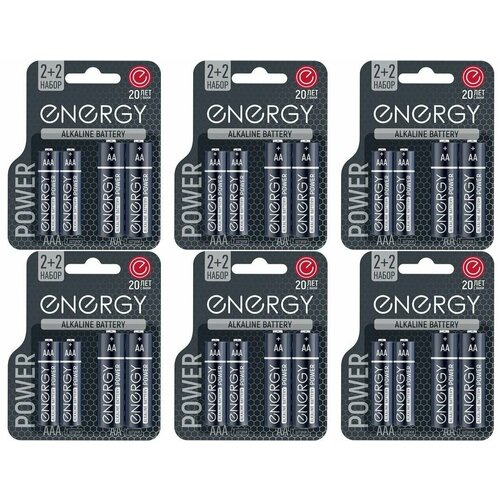 Energy Power Батарейка алкалиновая Energy Power LR6+LR03/4В, 2хAА+2ААА, 4 шт в уп, 6 уп батарейки алкалиновые energy ultra lr6 lr03 4b аа ааа 4 шт