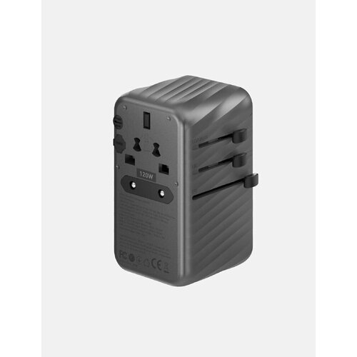 universal british travel plug converter uk travel adapter wall power adapter 13a mini uk outlet adapter Сетевая зарядка EnergEA Travelworld Adapter GaN120, 3USB-C/1USB-A 120W - темно серый (Gunmetal)