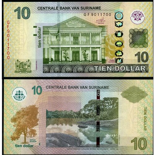 Суринам 10 долларов 2019 (UNC Pick 163c) суринам 1 доллар 2004 unc pick 155
