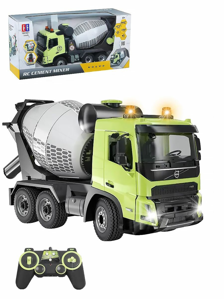 Спецтехника Бетономешалка Volvo FMX RTR 1:20 на р/у (свет, звук) Double Eagle E508-003