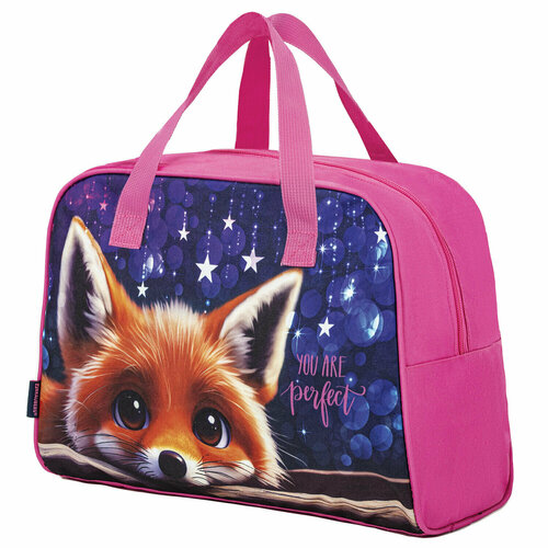 Сумка для занятий BRAUBERG с ручками, 35x25x15 см, "Cute fox", 272379 розовый
