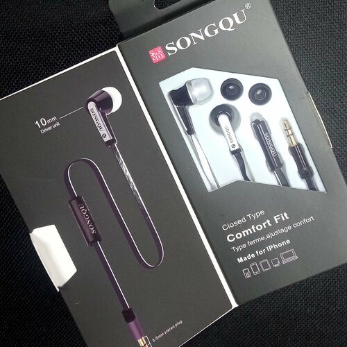 Наушники проводные Songqu SQ-303MP SilverBlack черный 333₽