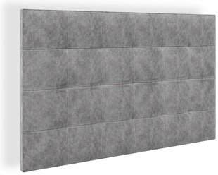 Изголовье для кровати стежка квадраты мягкое 140x100 велюр серый