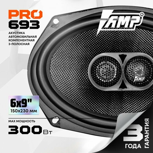 Акустика коаксиальная AMP PRO 693 Колонки автомобильные 6х9 овалы Комплект 2 динамика 6344₽