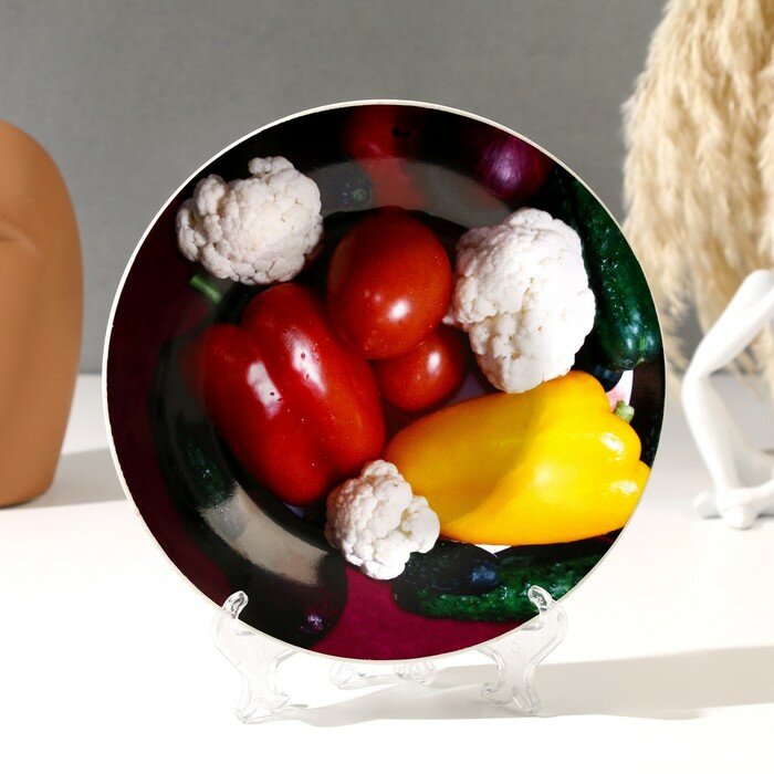 Декоративная тарелка Sima-land "Овощи", керамика, диаметр 17,5 см