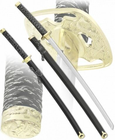 Набор из 2-х самурайских мечей (ножны черные) Длина: 102 см, 78 см