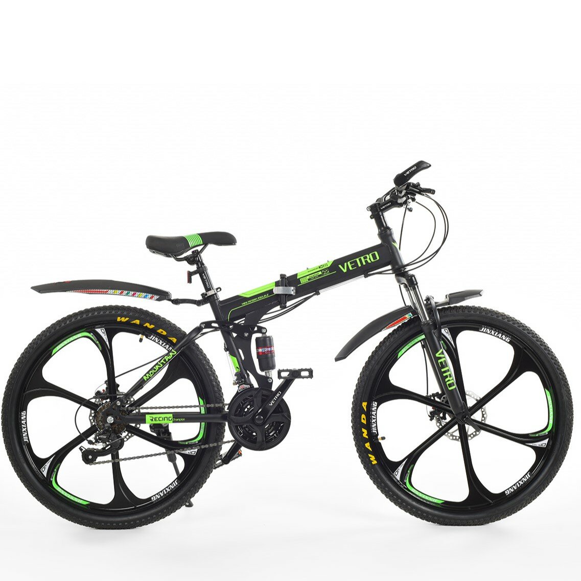 Складной велосипед VETRO TITAN 26" 2024 17", рост 150-185 см, черный зеленый