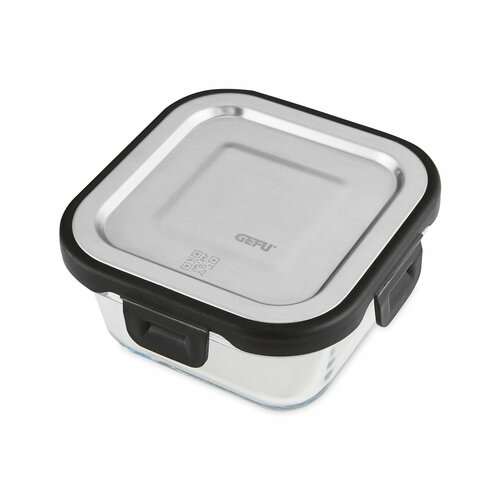 Контейнер квадратный для пищевых продуктов мило, 13.5 см, 500 мл, боросиликатное стекло, нержавеющая сталь 12756