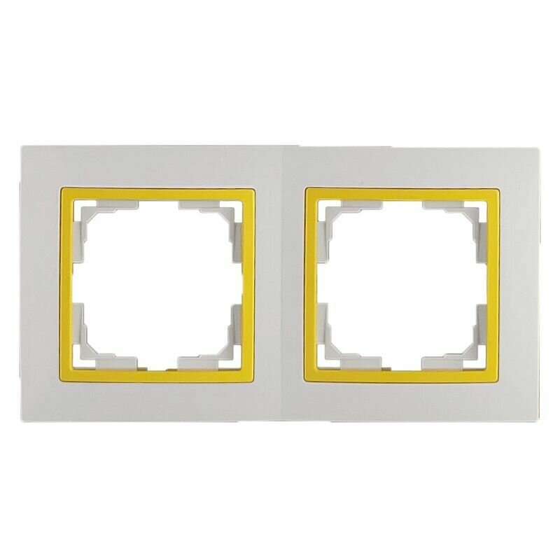 фото Рамка электроустановочная 2 Поста Белый со Сменными цветными вставками Желтый Уют Bylectrica