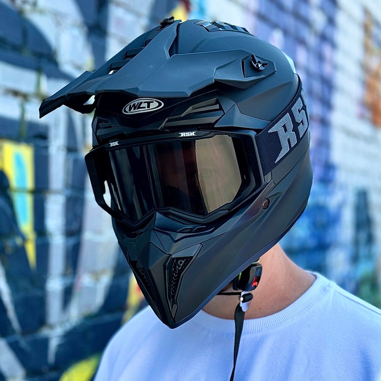 Шлем кроссовый для мотоцикла WLT, черный матовый, L