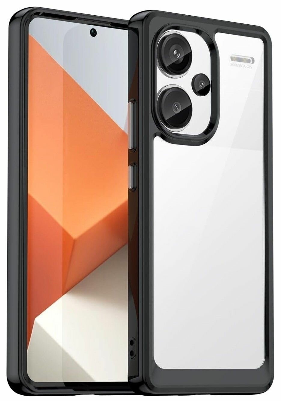Чехол на Xiaomi Redmi Note 13 Pro Plus (Note 13 Pro+ 5G) пластиковый с силиконовой окантовкой черный