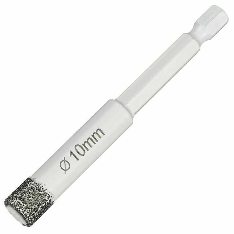 Алмазная коронка по керамограниту  керамике и камню 10 мм Universal Diamond Industrial  вакуумная пайка  1 4 HEX