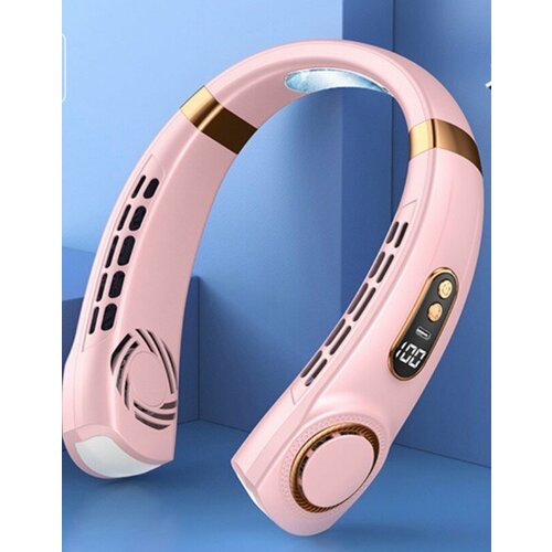 Вентилятор на шею, безлопастной, розовый, 5 скоростей, USB-питание, 18,5х6,5x19 см