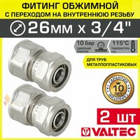 (VTm.302. N) Прямой латунный никелированный фитинг для соединения металлополимерной трубы и компонента системы с резьбовым подключением.  ...