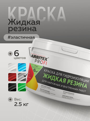 Изображение товара Краска для стен Жидкая резина FARBITEX PROFI 2,5 кг серая
