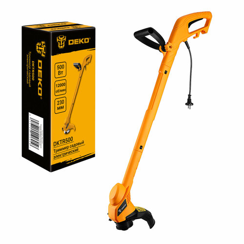 Триммер садовый электрический DEKO DKTR500, складной оранжевый, желтый